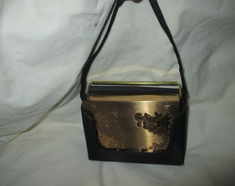 RARE Never Used VOLUPTE Carry ALL COmpact Purse Powder Lipstick Gold Tone in Black Case w/Comb!