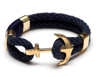 Nautical Rope Bracelet / Nautical Anchor Bracelet / Navy Blue Anchor Bracelet / Gold Anchor Bracelet / Nautical Jewelry / Nautical Gift