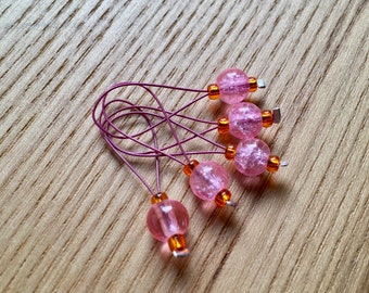 Knitting Stitch Markers Set of 5, Snag Free Knitting Tools, Value Pack, Gift for Knitters, Yarn Lover, Glass Stitch Markers, Stocking Filler