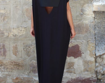 Caftan Black Dress, Oversized dress, Backless dress, Maxi dress, Black dress, Sleeveless dress , Open back dress