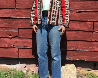 Woven, knit, embrodered statement Jacket