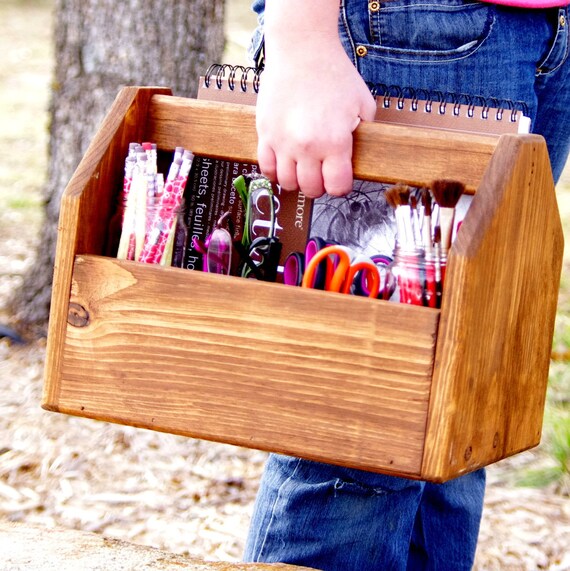 Items similar to Vintage Tool Box Inspired Wood Art Caddy Garden