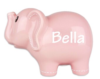Pink Ceramic Elephant Bank - Personalized Ceramic Piggy Bank Elephant Nursery Baby Shower Gift Elephants Room Decor for Girl Banks ELEP-pin