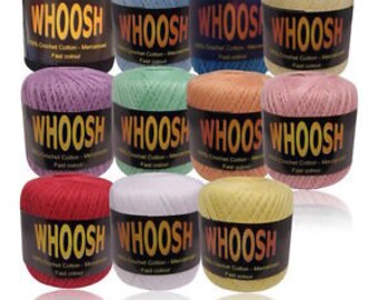Whoosh Crochet Cotton Approx 60grams All Shades Available!
