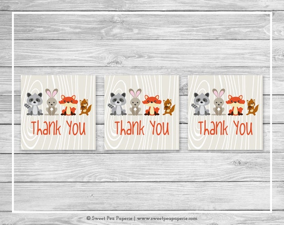 woodland animals baby shower favor thank you tags printable