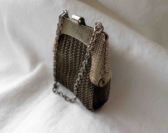 Vintage Fifties Miniature Metal Mesh Coin Purse / Mid Century Miniatures Collectibles