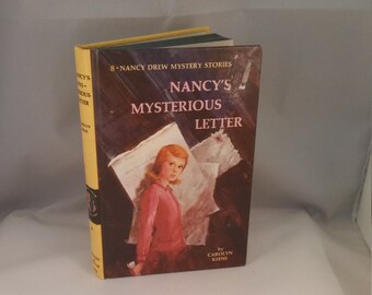 Nancy's Mysterious Letter, Nancy Drew mystery book, Carolyn Keene Nancy Drew hardback mystery Vintage Nancy Drew, yellow book