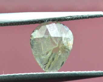 0.69ct 8.4mm Yellow diamond drop pear shape checker cut 8.4 by 6.6 by 1.5mm