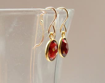 Garnet earrings, Gold garnet earrings, Garnet jewellery, Garnet jewelry, January birthstone earrings, Gifts