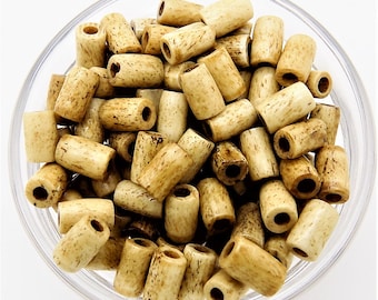 Bone beads; antiqued bone tube bead, 6x7.5mm, 16 pcs/3.50