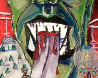 Vampire Snowboarding Painting MOVING SALE!