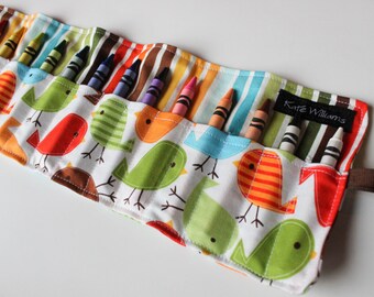 Kids Easter Basket Gift-Kid Valentines Day Gift-Crayon Holder-Crayon Roll- Gender Neutral Kid Gift-Birds-Toy-Child-Toddler-Kid Travel Art
