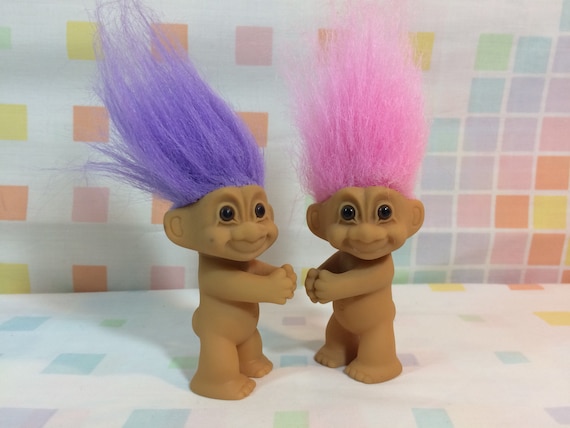 1990s troll dolls treasure trolls hugging hugger clips pink