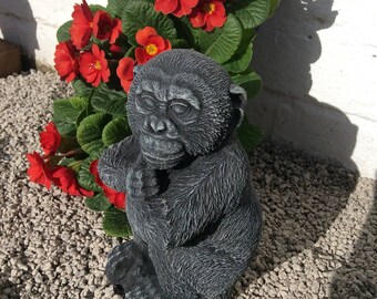 Stone monkey chimp garden ornament
