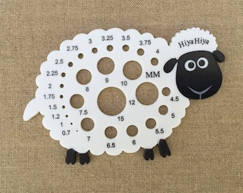 Sheep Needle Gauge, HiyaHiya Needle Gauge, HiyaHiya Sheep Gauge, Sheep Knitters Gauge Knitting Needle Gauge, Metric Needle Gauge, Lamb Gauge