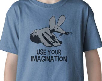 Use Your Imagination kids t-shirt (FINGERMOUSE FINGERBOBS 70's 80's Kids TV)