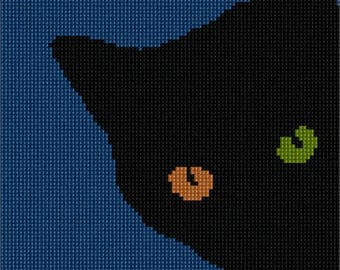 Needlepoint Kit or Canvas: Cat Around Corner