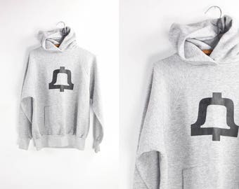 Vintage Hoodie / Heather Grey 80's Sweatshirt / Printed Raglan Athleisure S/M
