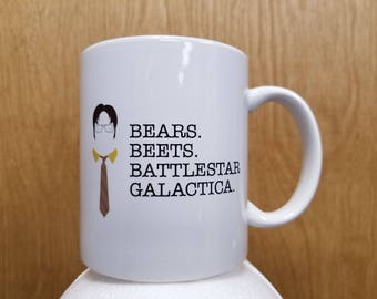 Bears Beets Battlestar Galactica Coffee Mug Dwight Schrute TV Show Dunder Mifflin Paper Company Inc Tea Cup Drinkware Office Work Gift Idea