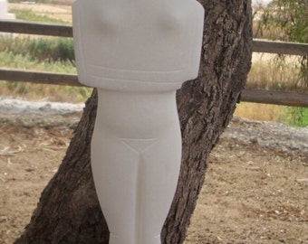 Snow White Marble Cycladic Art Figurine, Hand Carved 36 cm, Spedos Type, Authentic Museum Replica, Sculpture Art, Unique Art Gift