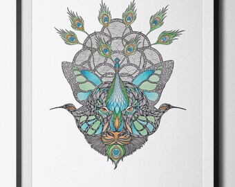 Blended Creatures digital print from an original hand drawn illustration