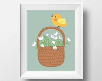 Nursery Art Print - 8x10'' - Children wall art, nursery quote, typography, Bird Art - UNFRAMED