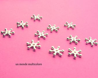 25 beads form snowflake 12 x 2 mm silver