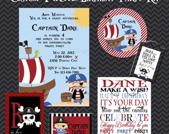 Pirate Party Kit, Boy Pirate Birthday Party, Printable Party Kit, Girl Party, Printable Party, 5x7 Invitations, Custom