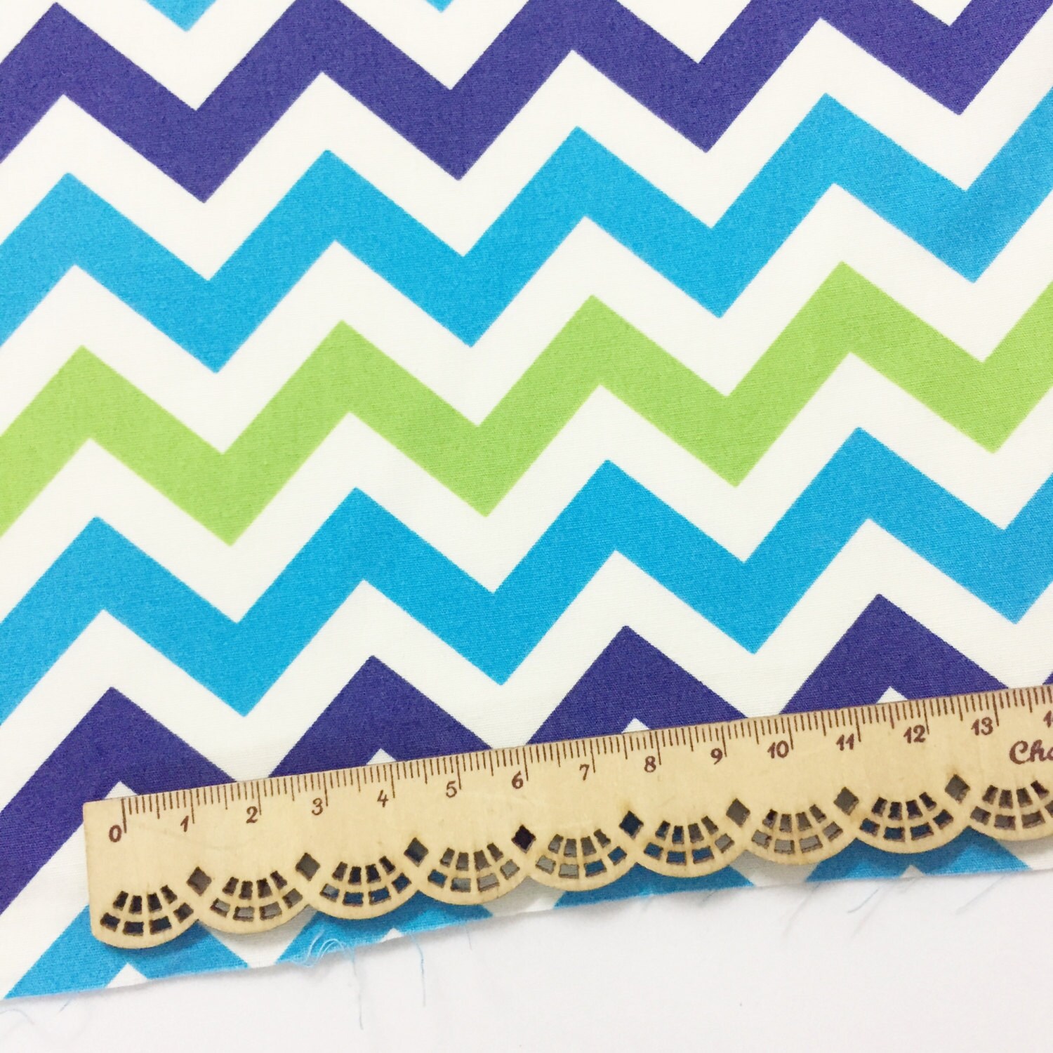 Zig Zag Fabric By The Yard, Chevron Fabric, Stripe fabric, green blue