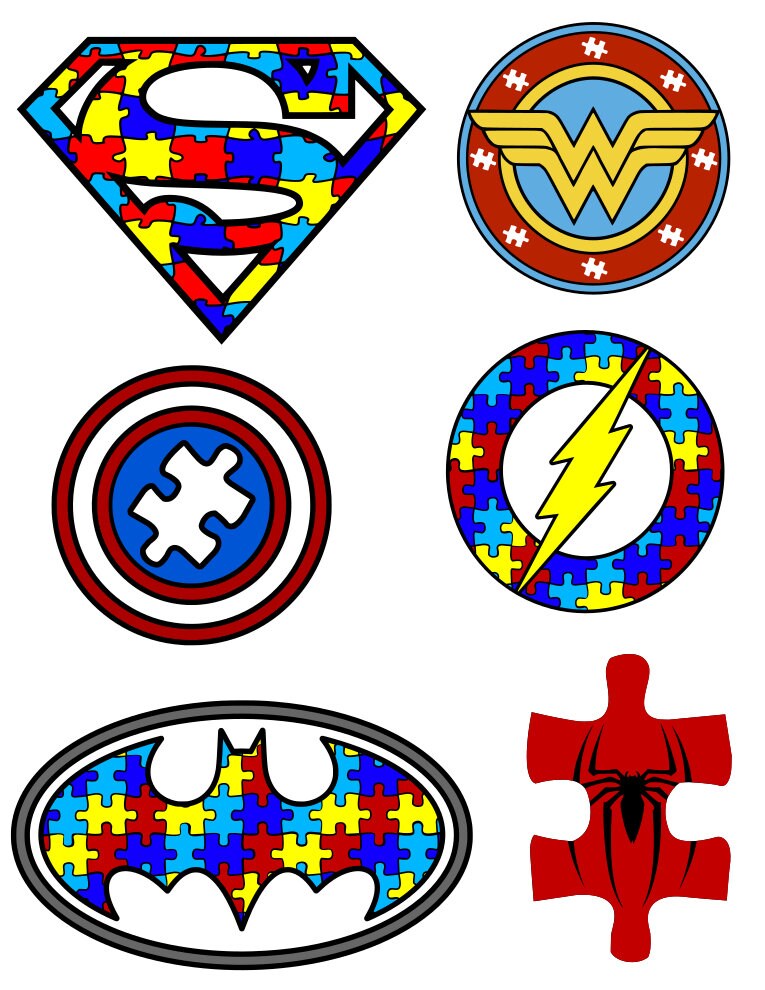 Autism Awareness Puzzle Pieces Superhero Logos svg files