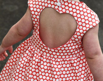 Sweetheart Dress Sewing Pattern Back Heart Cut Out Retro for Girls 2T-6T PDF