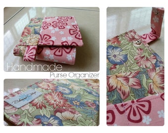 24 inch / 7 pockets Purse / Bag Organizer Insert - (medium) Floral print fabric