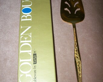 Vintage Golden Bouquet Pie/Cake Server~New Old Stock~Tableware by Carlyle 24 Karate Electroplated Finish~