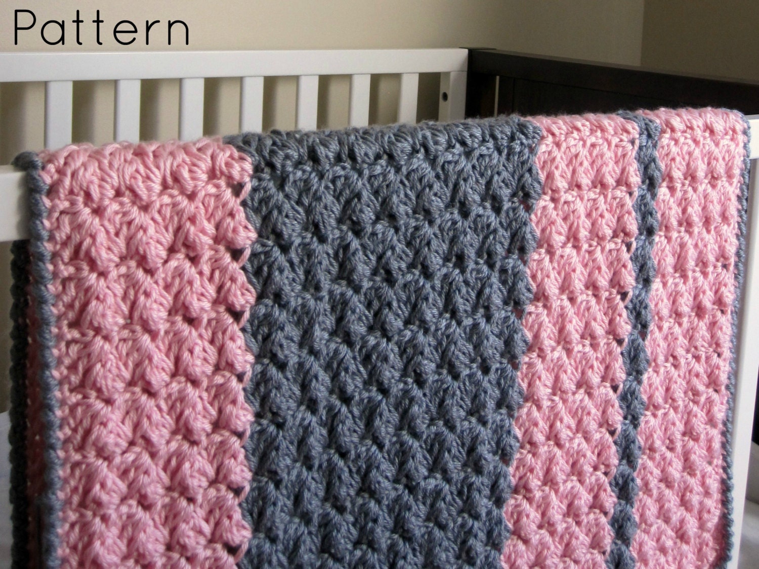 on sale bernat yarn baby blanket Reversible Chunky Baby Crochet Blanket Pattern Preppy