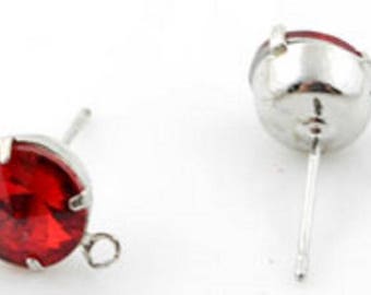 Metal earrings ± 18x11mm with imitation diamond ± 8mm crystal glass and eye ± 1.5 mm