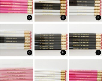 Personalized Pencils / LIKE A BOSS / Boss Lady / Black engraved pencil set / Gold Embossed / Quote Pencils / Gifts for Him & Her