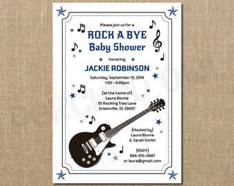 Rockstar Guitar Baby Shower Invitation - Digital File