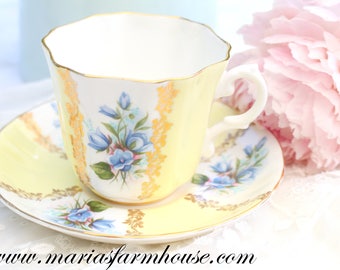 TEA CUP, Vintage, English Fine Bone China Tea Cup and Saucer by Royal Grafton, Replacement China - ca. 1957 - 1960