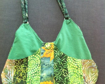 Green patchwork shoulder bag