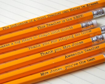 Custom Pencils for Teacher - Personalised from your child - add any wording you'd like across five HB pencils