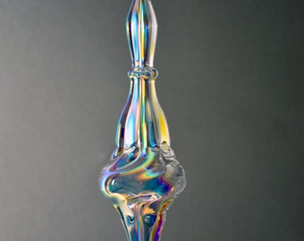 Iridescent Ornament, Glass Ornament in Rainbow Iridescence, Unique Handblown Ornament, Sparkling Suncatcher, Dichroic Suncatcher