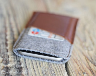 iPhone 6 sleeve Leather iPhone 6 case Gift ideas Felt iPhone case iPhone 7 felt case