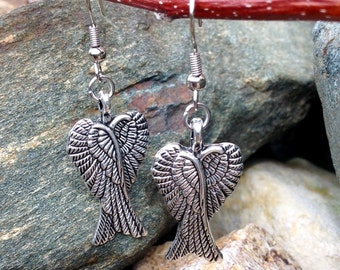 Double Angel Wing Dangle Earrings