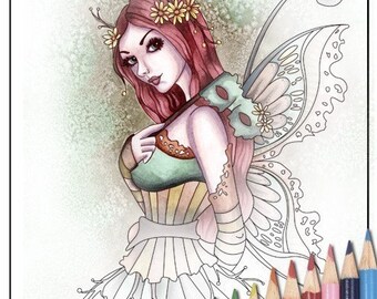 Digital Stamp - Printable Coloring Page - Fantasy Art - Fairy Stamp - Arden - by Nikki Burnette - PERSONAL USE