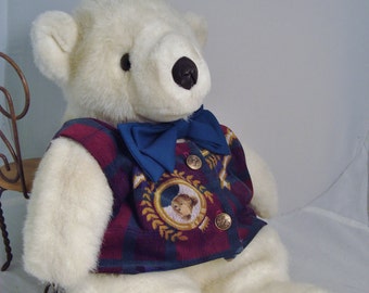 Vintage Soft Plush Polar Bear with Lined Vest