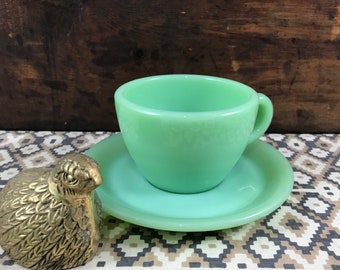 Fire King Jadite Jadeite Restaurant Ware Cup and Saucer Excellent Condition