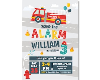 Printed Invitations - Fire Truck