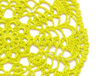 Lime green hand dyed Crochet Doily Vintage doily