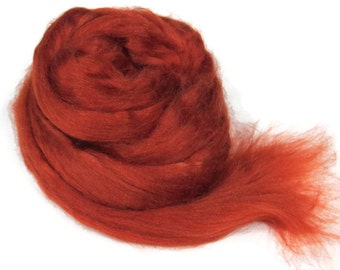 1 oz Tussah Silk Roving , Rust