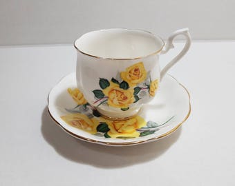 Royal Albert, Bone China, Yellow Rose Teacup and Saucer, 1960s